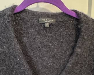 Rag  Bone Womens Charcoal Grey Mohair Blend Knit Cardigan second image