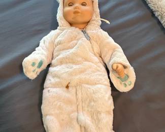 Vintage Anne Geddes Baby Doll in Bunny Snowsuit