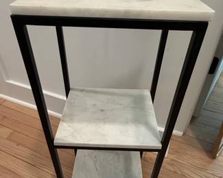 Marble and Metal Tiered Side Table