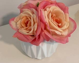 Artificial Roses in Geometric Vase