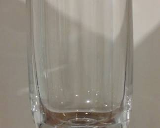 Pair of Tall Cylindrical Glass Hurricane Candle Holders with Square Crystal Bases second image