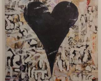 Black Heart Graffiti Mixed Media Collage Canvas Art second image