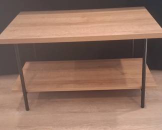 Modern TwoTier Coffee Table with WoodLook Finish and Metal Frame