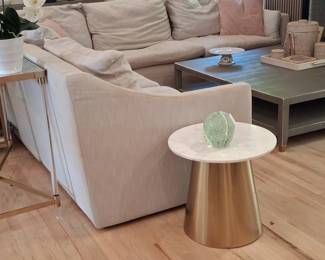 Marble Top Accent Table with Gold Base