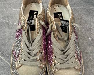 Golden Goose Superstar Glitter Sneakers  Pink, Gold, and Silver
