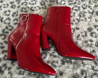 Dream Pairs Womens Red Patent Leather Pointed Toe Ankle Boots