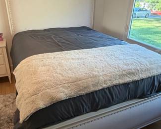 Upholstered Platform Bed Frame with Nailhead Trim