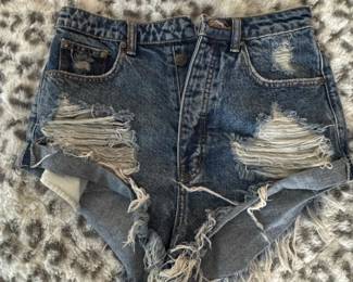 Signature Distressed Denim HighWaisted Shorts