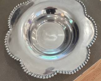 Silver Plated Footed Bowl with Beaded Rim
