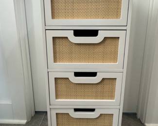 White Woven Drawer Chest with Marble Top