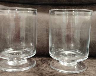Clear Glass Pedestal Hurricane Candle Holders