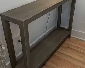 Gray Shagreen Console Table with Lower Shelf