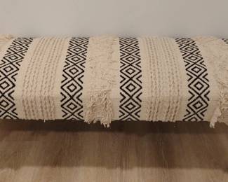 Boho Kilim Upholstered Bench with Turned Legs second image