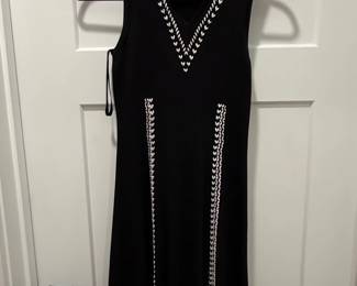 St. John Knit Black Dress with White Embellishment