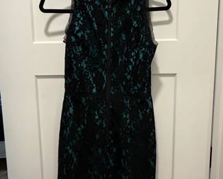 Milly Black and Teal Sequin Lace Sheath Dress second image