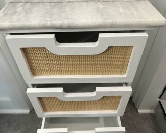 White Woven Drawer Chest with Marble Top second image