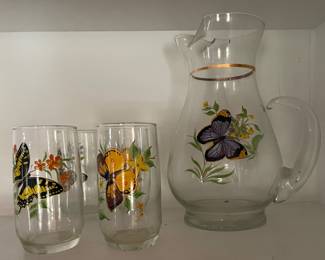 Decorative pitcher and glasses 