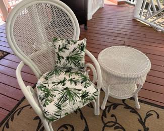 Wicker armchair and side table