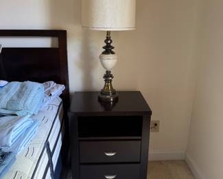 One of a pair of nightstand and vintage lamps