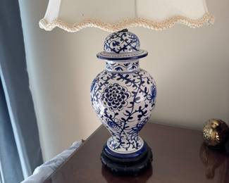 blue and white lamp