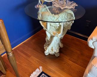 angel side table woth silverplate