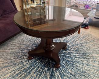 one drawer glass top center table