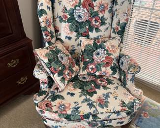 floral wing chair