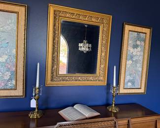 Asian panels and vintage mirror