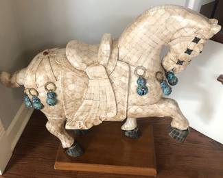 Pair of Bone & Cloissone Horses