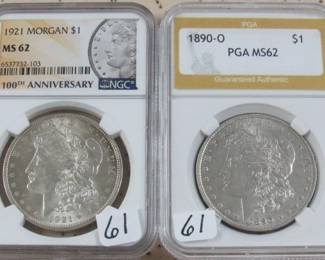 Graded Morgan Silver Dollars