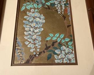 framed colored woodblock print by camellias asada Benji