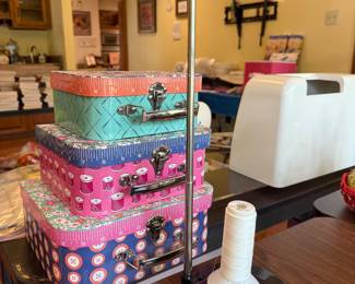spool stand and decorative boxes
