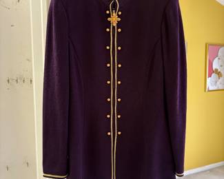 St. John purple and gold jacket with matching skirt