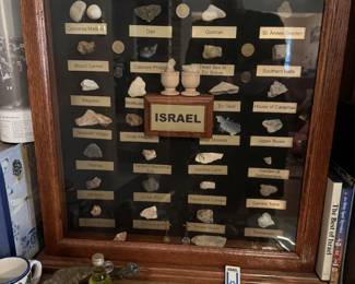 Holy Land Israel Stone and Artifact Display Case