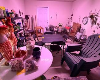 Card table w/4 chairs, white table with 4 white chairs, yard tools and supplies, outdoor decor,  BLACK TABLE WITH 4 CHAIRS is sold