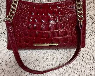 Red BRAHMIN croc embossed shoulder bag