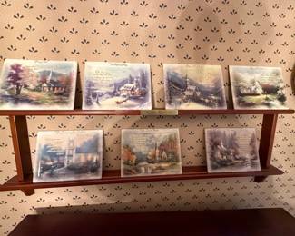 Thomas Kincaide Collection  "Prayers for Our Family"  Sold as a set.  Plate rack is sold with set.  Numbered collection
