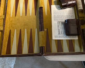 leather backgammon set with all pieces and directions included