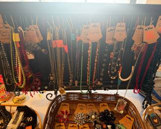 Bracelets, Cuff Links, Necklaces, Key chains, Broches, Individual stones, Watches, and a JAR OF JEWELS!