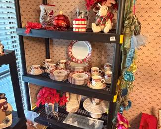Christmas dishes and pedestal cake plate