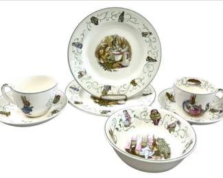 Wedgwood Peter Rabbit Dish Set – 2 Plates, 2 Cups, Saucers And 1 Bowl