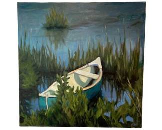 Giclee On Canvas – "Canoe In The Grass" by Darien Artist Britt Bair