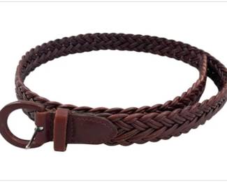 Talbots Brown Leather Woven Belt, 37.5" Long