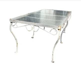 Vintage Wrought Iron Side Table With Glass Insert Surface