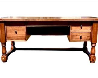 William & Mary Inspired Desk With Drawers & Trestle Base