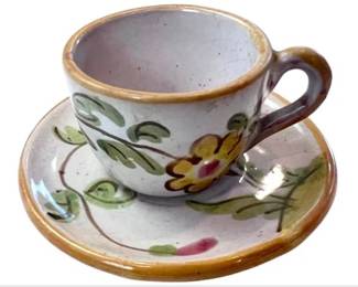 Italian Deruta Miniature Cup & Saucer