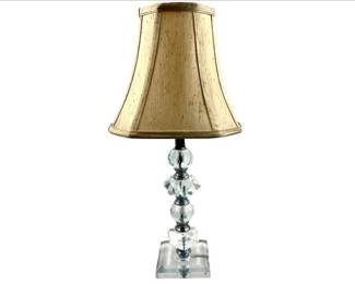 Crystal Lamp With Tan Linen Shade