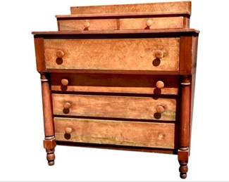 American Empire Birdseye Maple & Cherry Chest Of Drawers