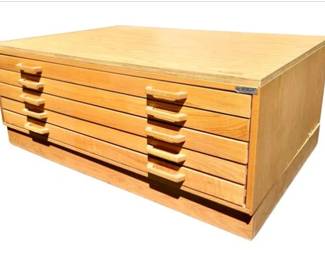 Flat Filing White Oak Cabinet – Signed Stacor – Nearly 3 Ft x 4 Ft