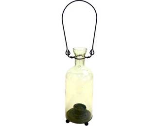 Vintage Glass Candle Lamp With Metal Hanger